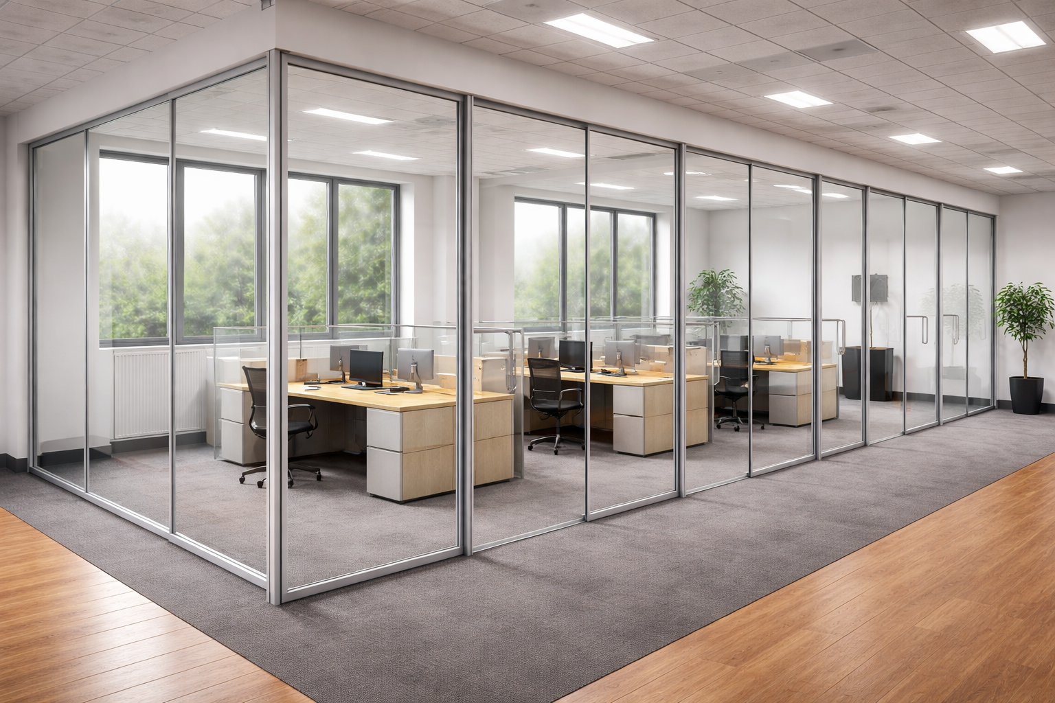 Glass partitioning